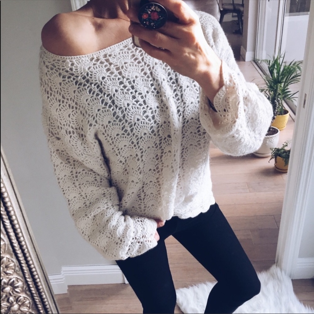 Crochet knit oversized sweater